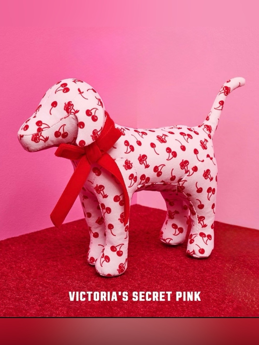 NWT Victoria's Secret VS PINK CHERRIES LTD ED Mini Stuffed Dog NEW SEALED